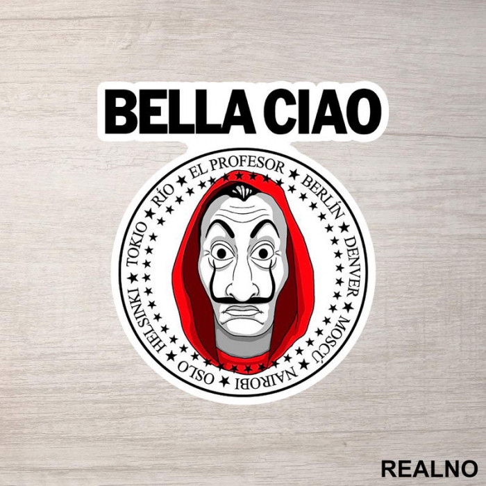 Bella Ciao - Ramones Circle Stars - La Casa de Papel - Money Heist - Nalepnica