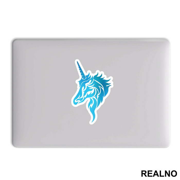 Blue Silhouette - Unicorn - Jednorog - Nalepnica