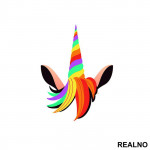 Colorful Horn And Hair - Unicorn - Jednorog - Nalepnica