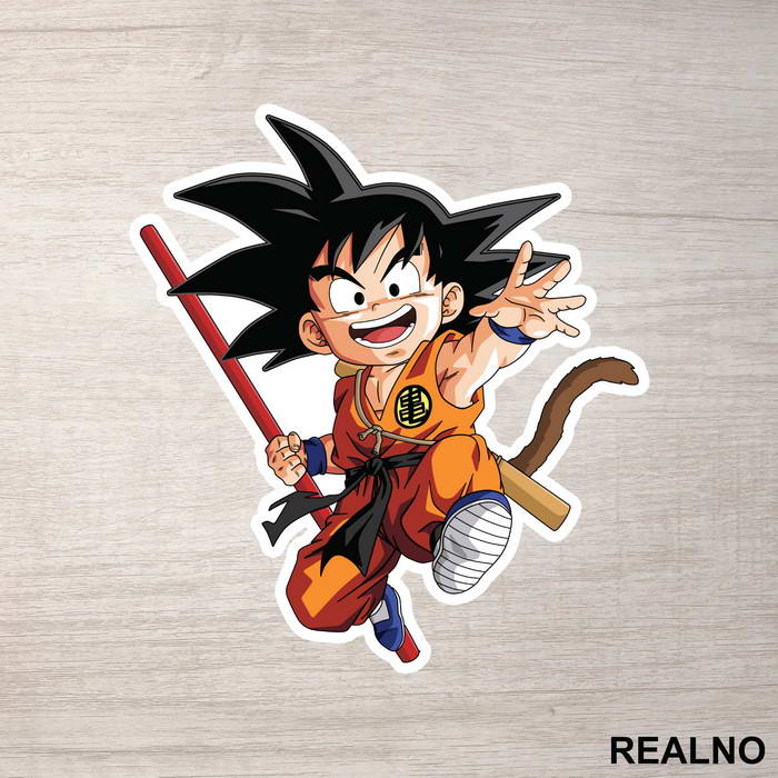 Goku With A Red Rod - Dragon Ball - Nalepnica