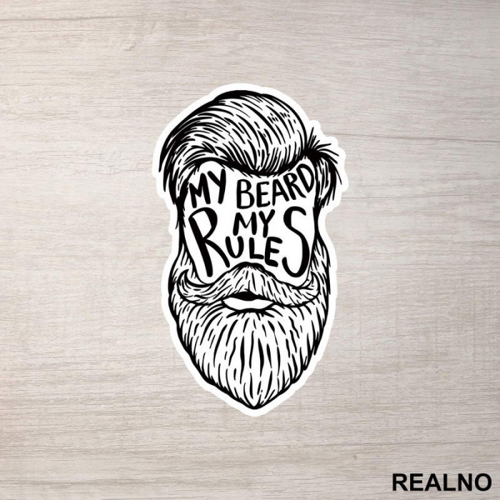 My Beard My Rules Face - Brada - Nalepnica