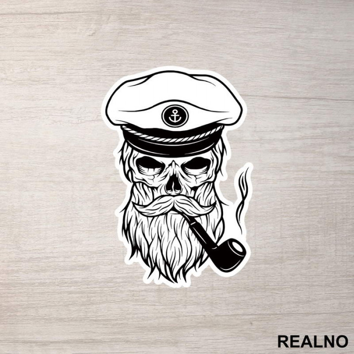 Bearded Captain Skull - Brada - Beard - Nalepnica