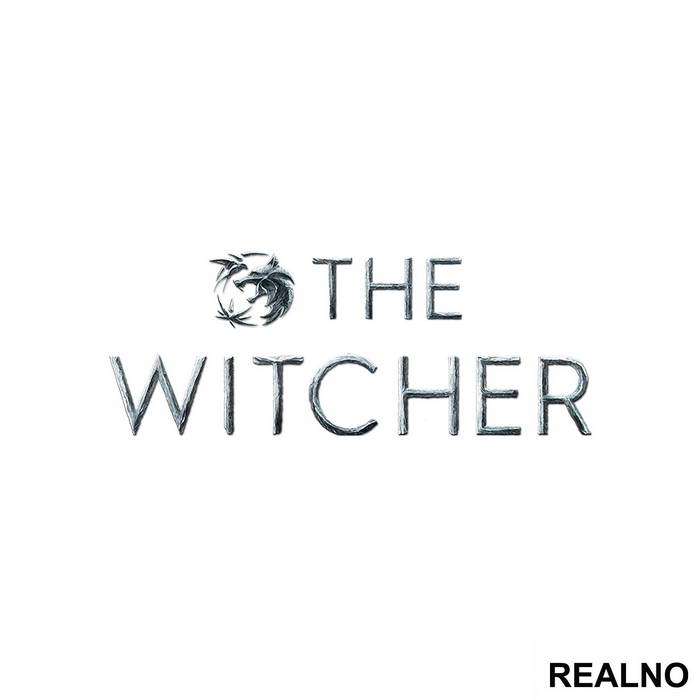 Wolf And Text Logo - The Witcher - Nalepnica