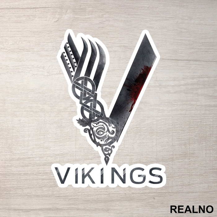 Bloody Logo And Text - Vikings - Nalepnica