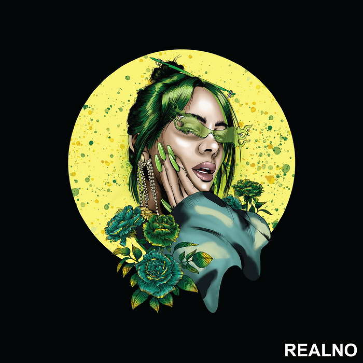 Green And Blue Roses Billie Eilish Muzika Nalepnica