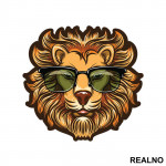 Lion With Sunglasses Illustration - Životinje - Nalepnica