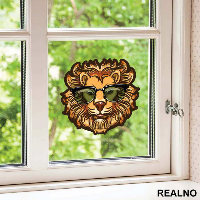 Lion With Sunglasses Illustration - Životinje - Nalepnica