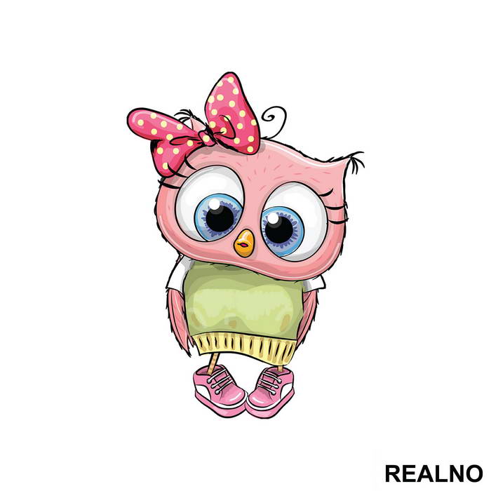 Pink Owl With Blue Eyes - Životinje - Nalepnica