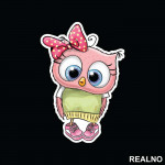 Pink Owl With Blue Eyes - Životinje - Nalepnica