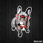 French Bulldog Wearing Red Glasses - Životinje - Nalepnica