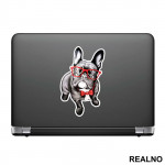 French Bulldog Wearing Red Glasses - Životinje - Nalepnica