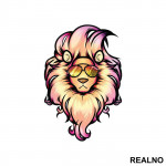 Lion Wearing Reflective Glasses - Životinje - Nalepnica