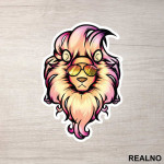 Lion Wearing Reflective Glasses - Životinje - Nalepnica
