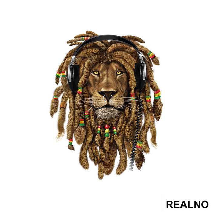 Lion With Dreads And Headphones - Životinje - Nalepnica