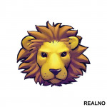 Cute Lion Face Illustration - Životinje - Nalepnica