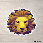 Cute Lion Face Illustration - Životinje - Nalepnica