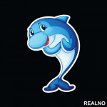 Cute Dolphin Illustration - Životinje - Nalepnica