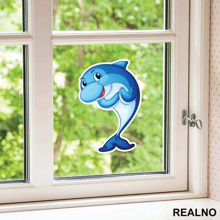 Cute Dolphin Illustration - Životinje - Nalepnica