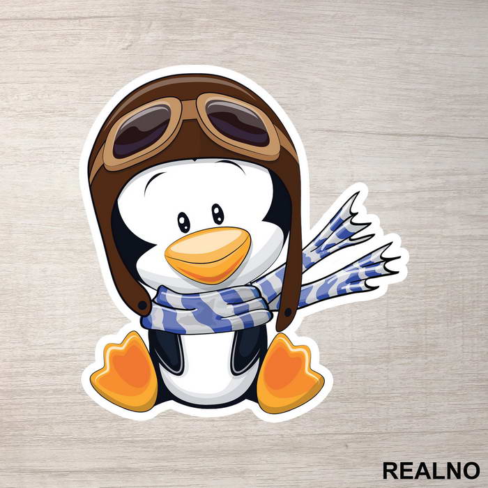 Penguin Wearing A Flight Cap - Životinje - Nalepnica