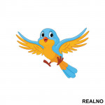 Blue And Yellow Bird Illustration - Životinje - Nalepnica