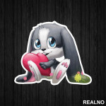 Bunny - Holding A Heart - Životinje - Nalepnica
