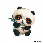 Baby Panda Eating Leaves - Životinje - Nalepnica