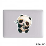 Baby Panda Eating Leaves - Životinje - Nalepnica