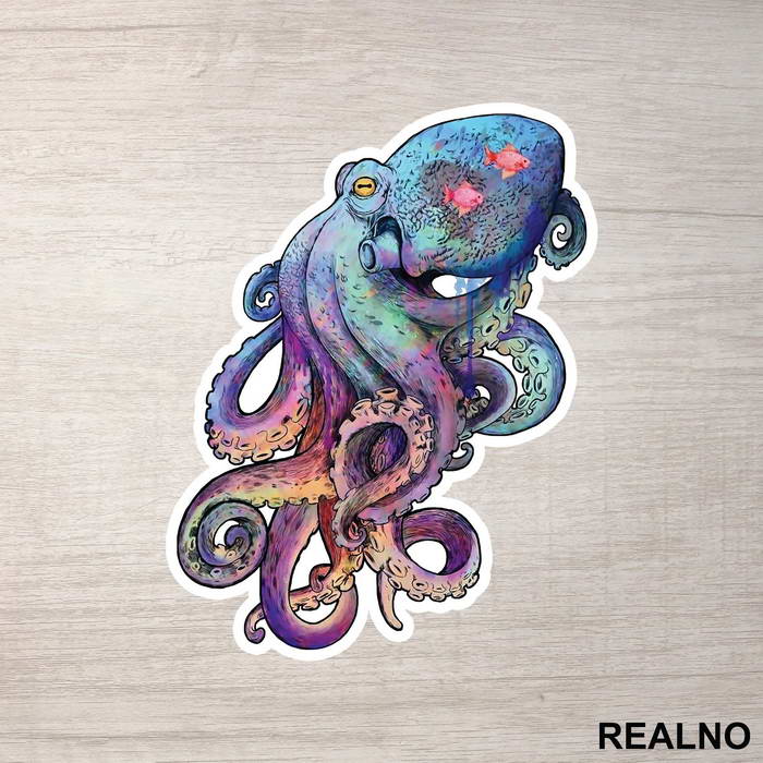 Colorful Octopus Painting - Životinje - Nalepnica