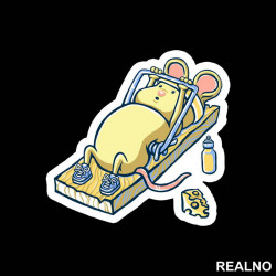 Mouse Working Out In The Mouse Trap - Humor - Nalepnica Mouse Working Out In The Mouse Trap - Humor - Nalepnica