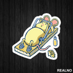 Mouse Working Out In The Mouse Trap - Humor - Nalepnica