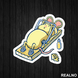 Mouse Working Out In The Mouse Trap - Humor - Nalepnica Mouse Working Out In The Mouse Trap - Humor - Nalepnica