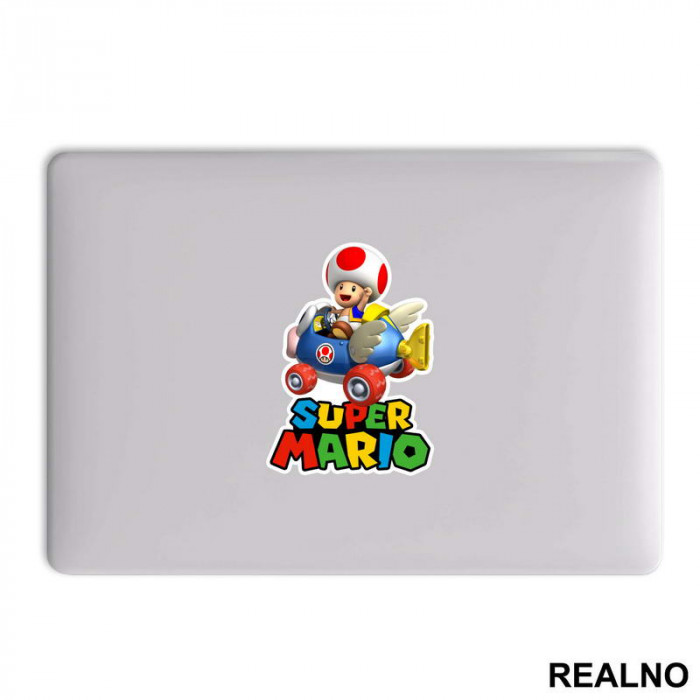Pečurkica vozi karting - Toad - Super Mario - Nalepnica