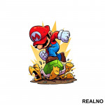 Mario gazi Kornjaču - Super Mario - Nalepnica