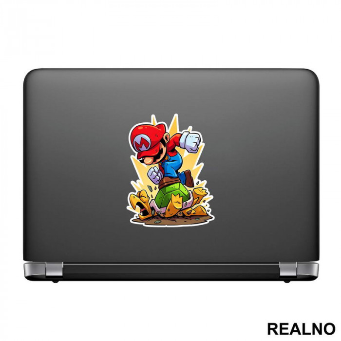 Mario gazi Kornjaču - Super Mario - Nalepnica