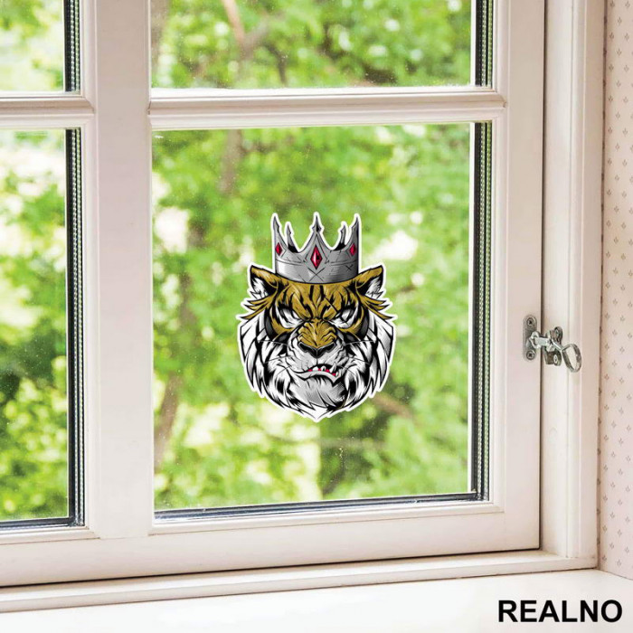 Head Tiger With Silver Crown - Tigar - Životinje - Nalepnica