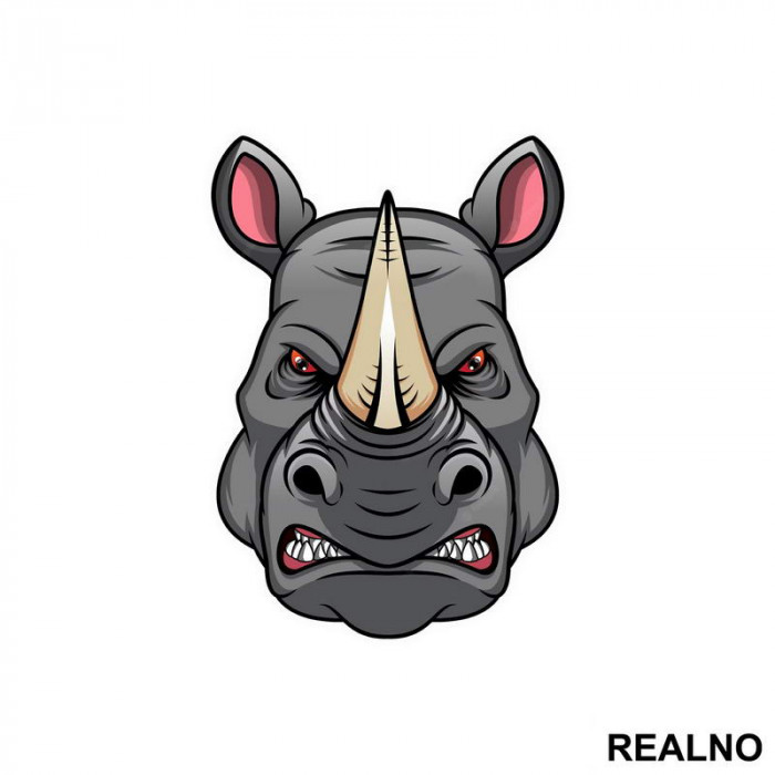 Angry Head Rhinoceros - Nosorog - Životinje - Nalepnica Angry Head Rhinoceros - Nosorog - Životinje - Nalepnica