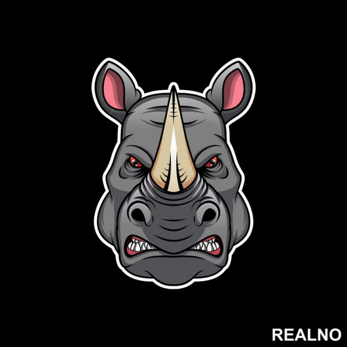 Angry Head Rhinoceros - Nosorog - Životinje - Nalepnica Angry Head Rhinoceros - Nosorog - Životinje - Nalepnica