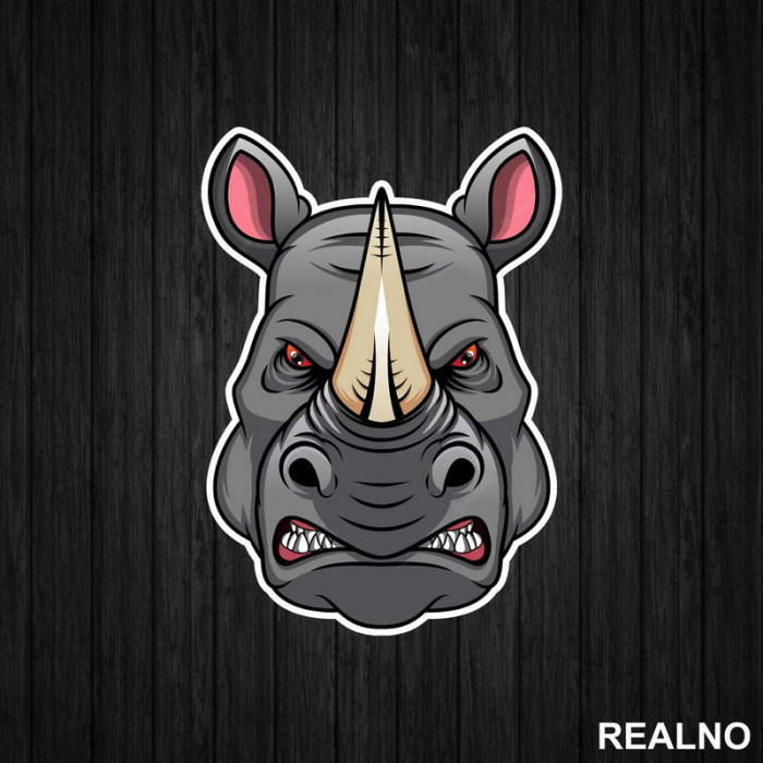 Angry Head Rhinoceros - Nosorog - Životinje - Nalepnica Angry Head Rhinoceros - Nosorog - Životinje - Nalepnica