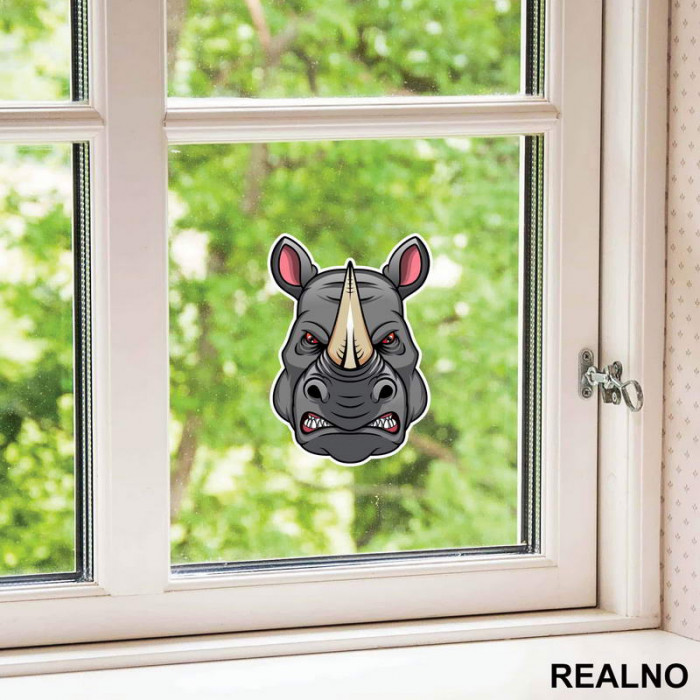 Angry Head Rhinoceros - Nosorog - Životinje - Nalepnica Angry Head Rhinoceros - Nosorog - Životinje - Nalepnica