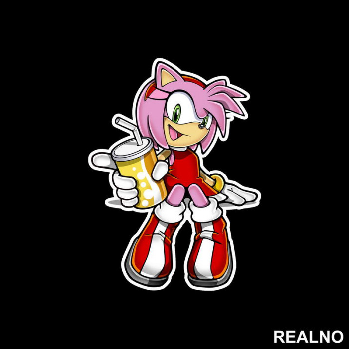 Amy Rose - Pije Sok - Sonic - Nalepnica