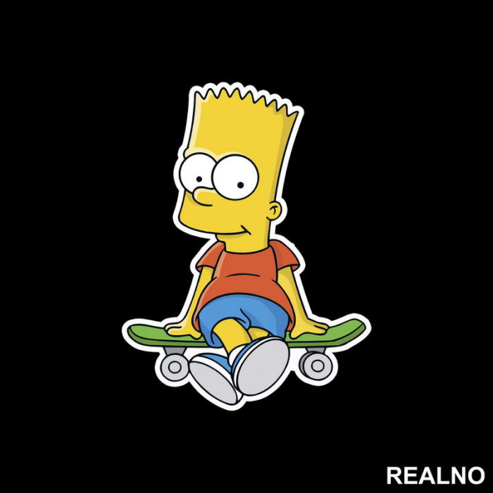 Bart Sedi Na Skejtu - The Simpsons - Simpsonovi - Nalepnica