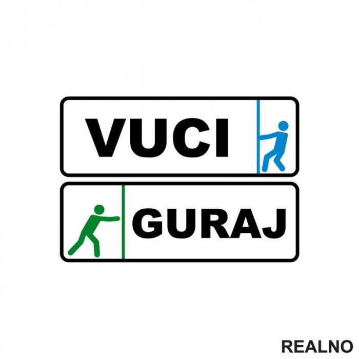 Vuci - Guraj - Servisna nalepnica