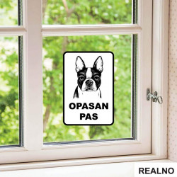 Opasan Pas - Francuski Buldog - Nalepnica Opasan Pas - Francuski Buldog - Nalepnica