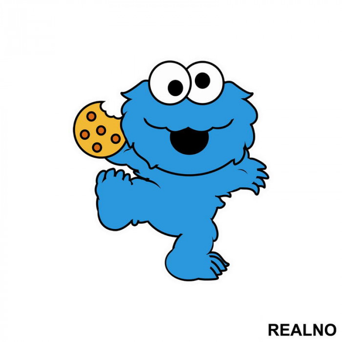 Cookie Monster - Holding A Cookie - Crtani Filmovi - Nalepnica