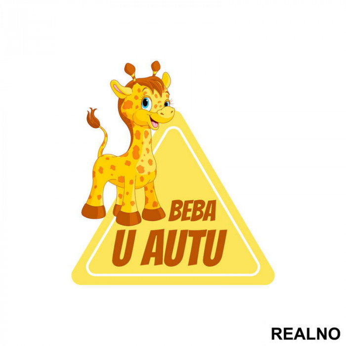 Beba u autu - Žirafa - Trougao - Nalepnica za auto
