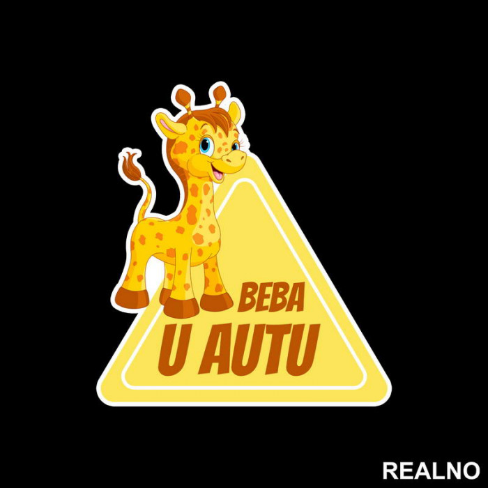 Beba u autu - Žirafa - Trougao - Nalepnica za auto
