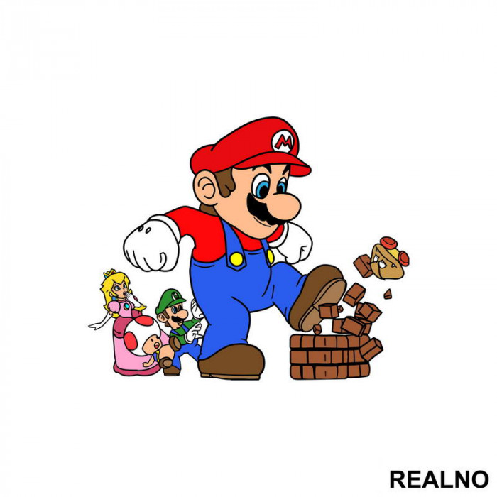 Mario ruši blok - Super Mario - Nalepnica