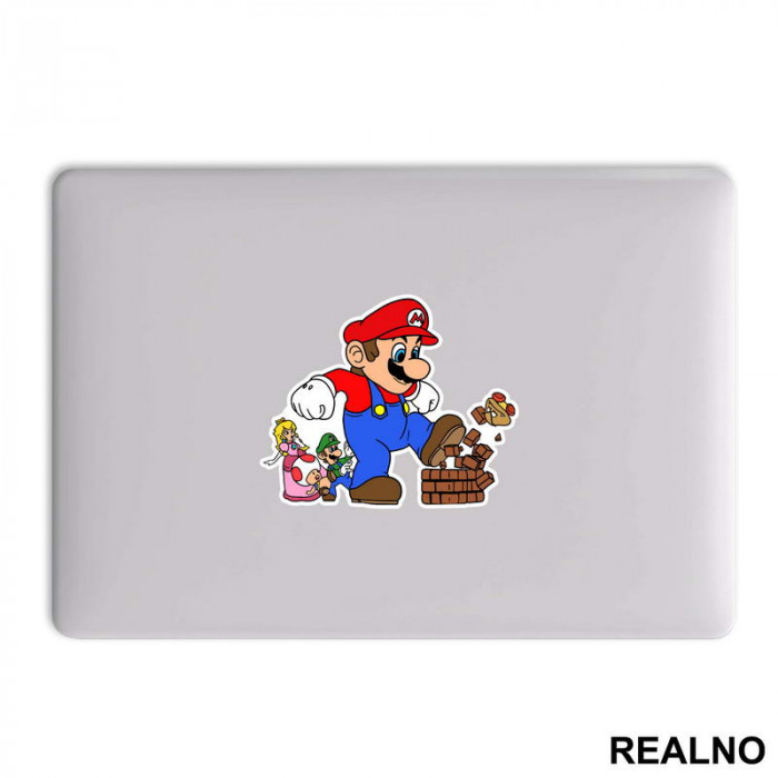 Mario ruši blok - Super Mario - Nalepnica