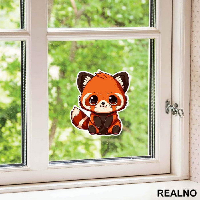 Crveni Panda Sedi - Životinje - Nalepnica