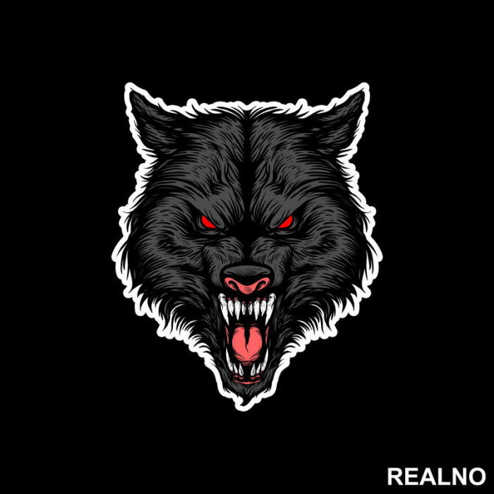 Besan Vuk Sa Crvenim Očima - Wolf - Životinje - Nalepnica